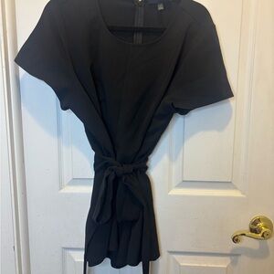 Lane Bryant Black Short-Sleeve Tie-Waist Blouse
